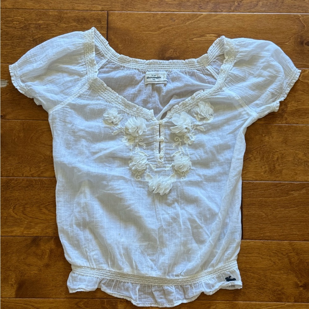 Abercrombie & Fitch Kids White Smocked Top